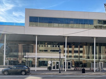 Outside front of building