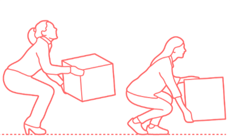 illustration showing how to lift safely